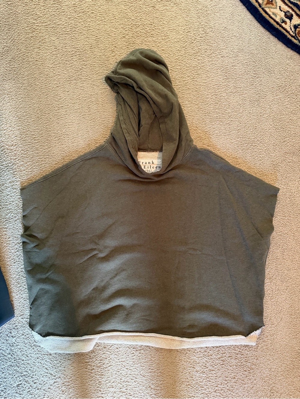 Frank & Eileen Olive Short-Sleeve Hooded Knit Top